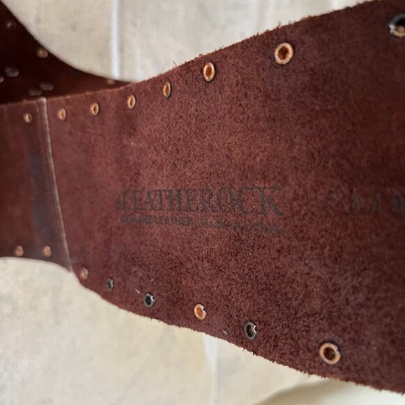 LeatherRock Woman's Leather Made In The USA Stud Loop Boho Festival Belt Sz Med - Picture 7 of 13